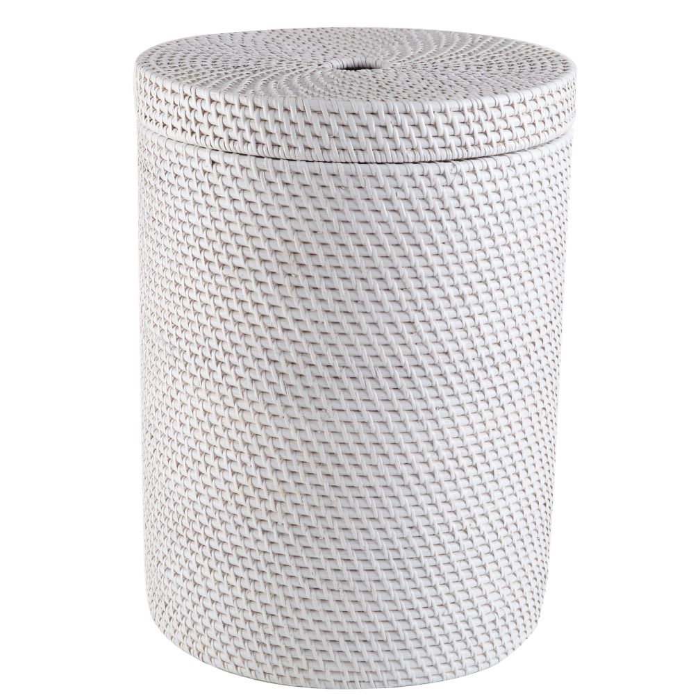 Rattan Hamper with Lid (White)